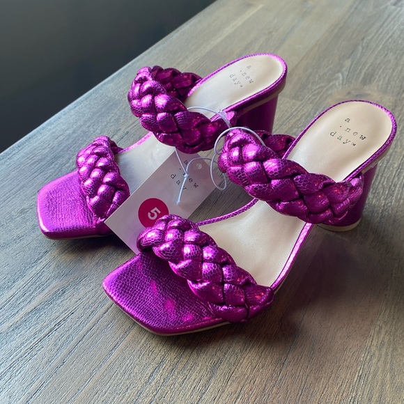 Women's Basil Mule 3” Heels Metallic Pink - A New Day™ Size 5, NIB - Picture 1 of 5